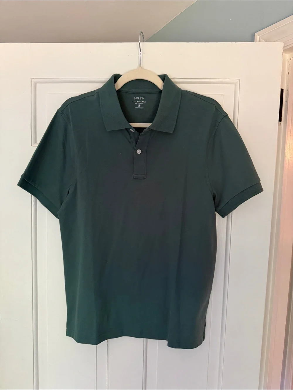J. Crew Men's Forest Green Cotton Polo, Size M